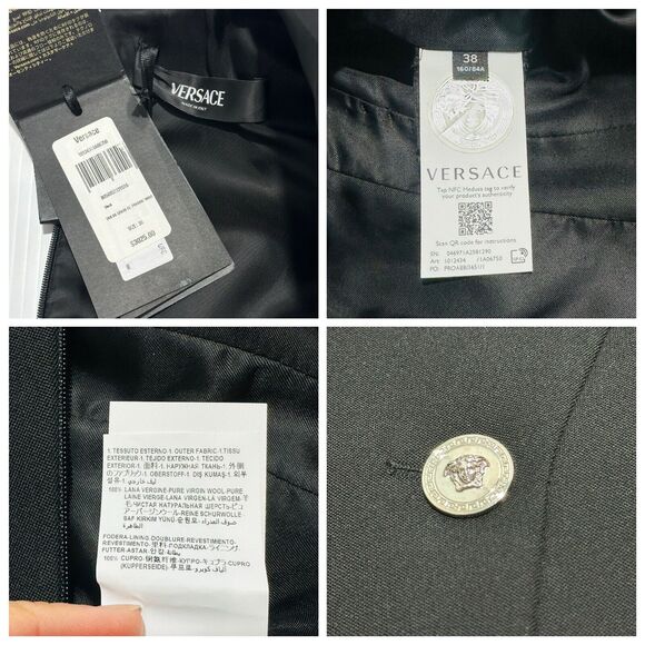 Versace Hourglass Grain De Poudre Suit Mini Dress Black Wool 38/ 2 NWT $3025 - Picture 9 of 14